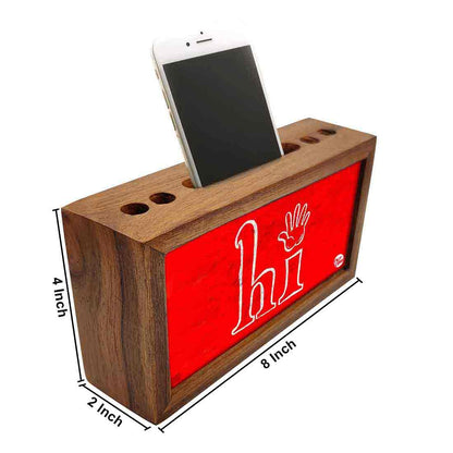 Wood Desk Organizer Pen Mobile Holder for Office - Hi Nutcase