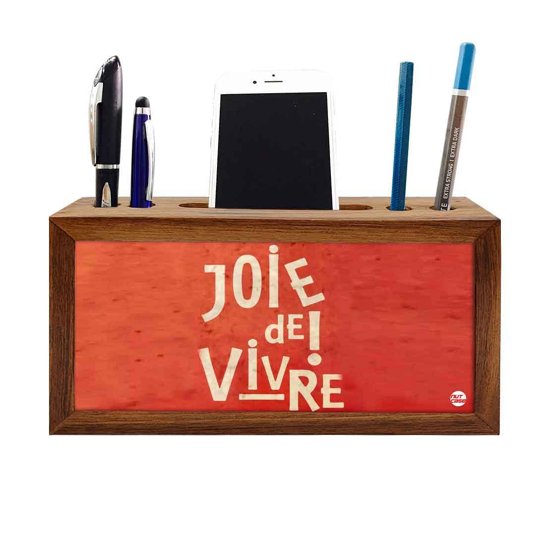 Wooden desk organizer Pen Mobile Stand - Joie Nutcase
