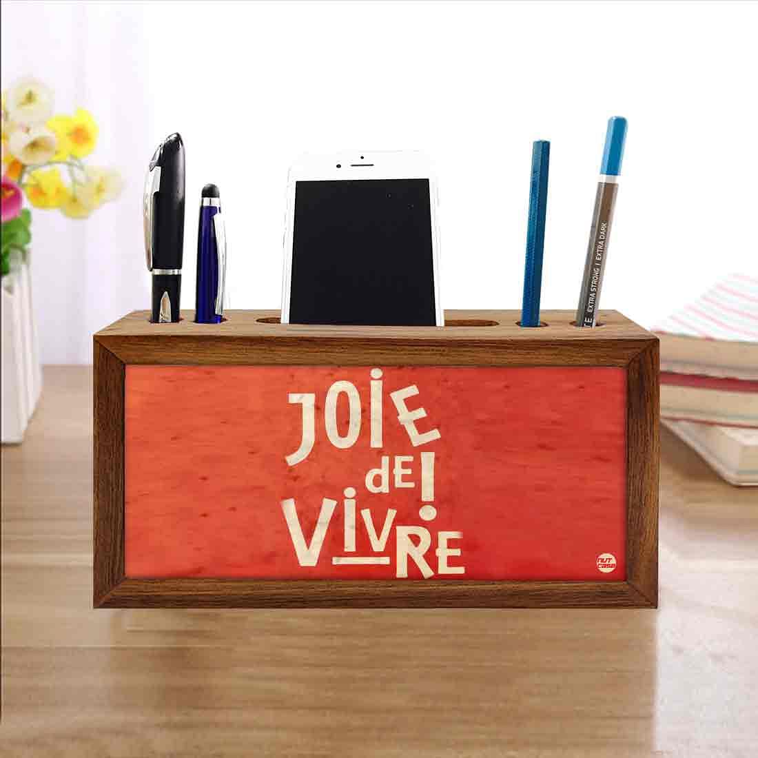 Wooden desk organizer Pen Mobile Stand - Joie Nutcase