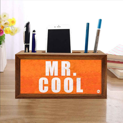 Teak Wood Pen Mobile Stand Organizer- Mr. Cool Nutcase