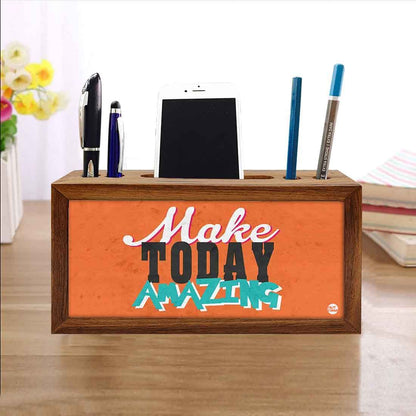 Teak Wood Desk Organiser - Make Today Amazing Nutcase