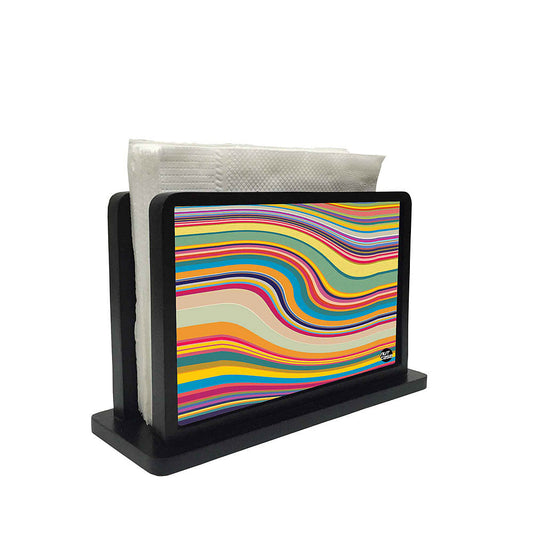 Tissue Holder Paper Napkin Stand - Colorful Waves Lines Nutcase