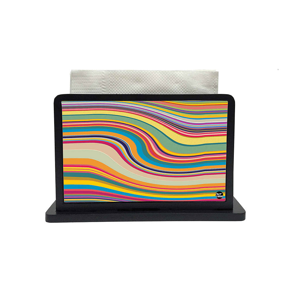 Tissue Holder Paper Napkin Stand - Colorful Waves Lines Nutcase