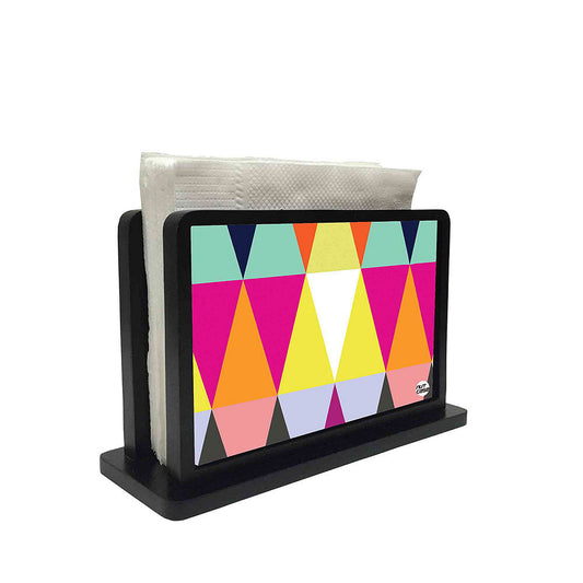 Tissue Holder Paper Napkin Stand - Colorful Triangles Nutcase