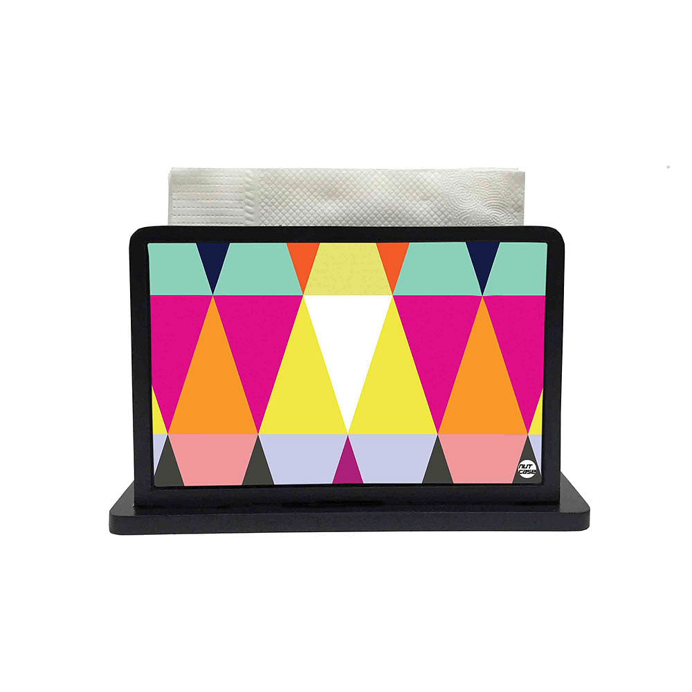 Tissue Holder Paper Napkin Stand - Colorful Triangles Nutcase