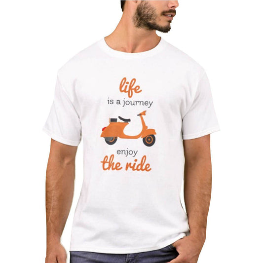 Nutcase Designer Round Neck Men's T-Shirt Wrinkle-Free Poly Cotton Tees - Life is A Journey Nutcase