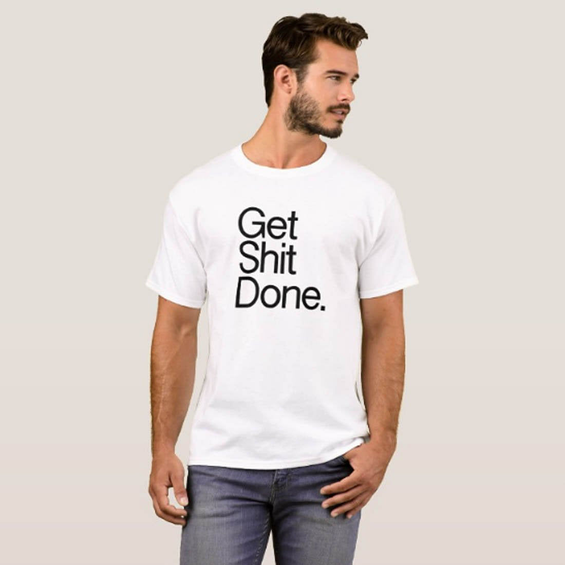 Nutcase Designer Round Neck Men's T-Shirt Wrinkle-Free Poly Cotton Tees - Get Shit Done Nutcase