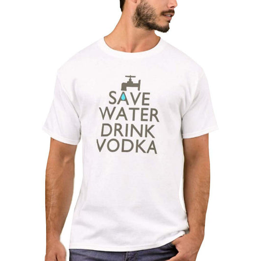 Nutcase Designer Round Neck Men's T-Shirt Wrinkle-Free Poly Cotton Tees - Save Water Drink Vodka Nutcase