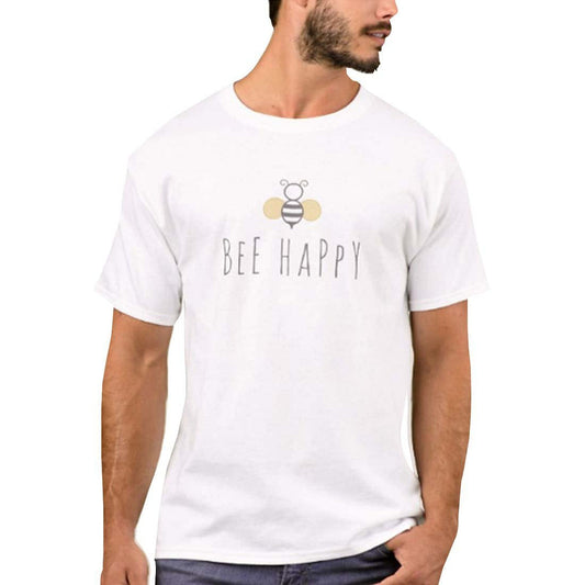 Nutcase Designer Round Neck Men's T-Shirt Wrinkle-Free Poly Cotton Tees - Bee Happy Nutcase