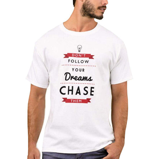 Nutcase Designer Round Neck Men's T-Shirt Wrinkle-Free Poly Cotton Tees - Chase Your Dreams Nutcase
