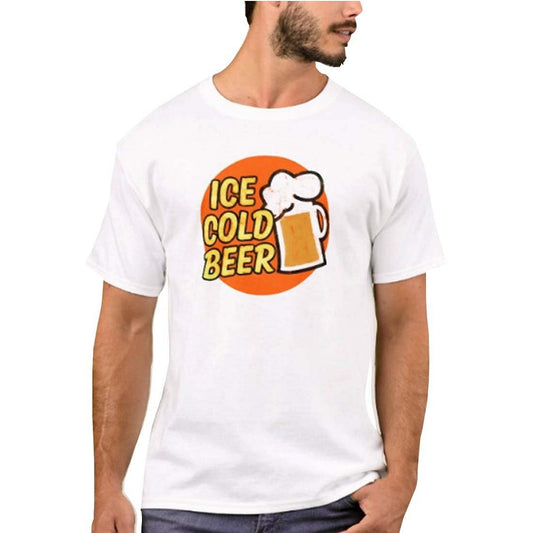 Nutcase Designer Round Neck Men's T-Shirt Wrinkle-Free Poly Cotton Tees - Ice Cold Beer Nutcase