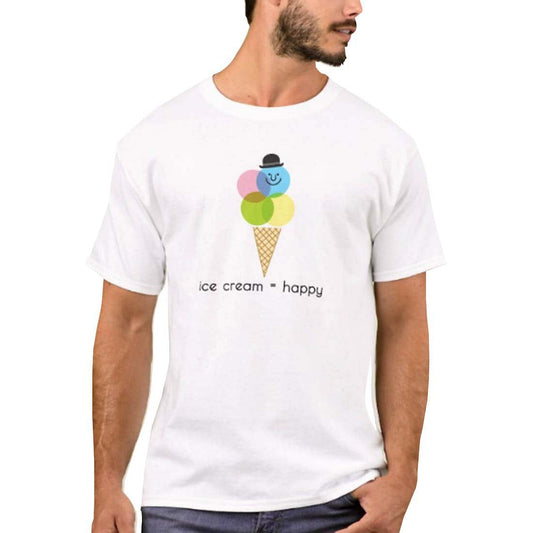 Nutcase Designer Round Neck Men's T-Shirt Wrinkle-Free Poly Cotton Tees - Happy Icecream Nutcase