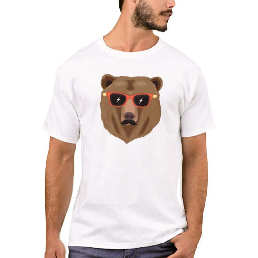 Nutcase Designer Round Neck Men's T-Shirt Wrinkle-Free Poly Cotton Tees - Hipster Bear Nutcase
