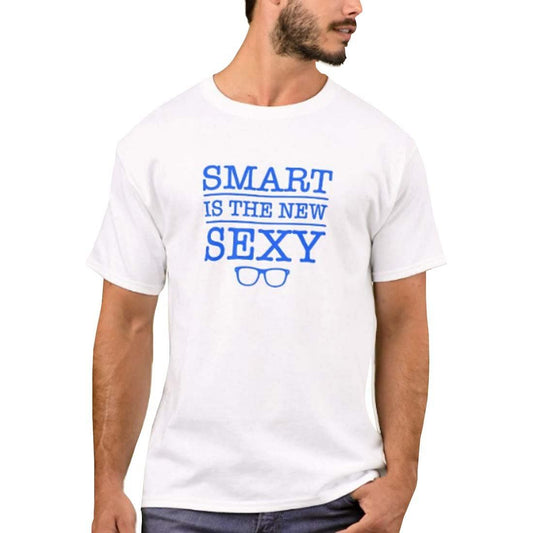 Nutcase Designer Round Neck Men's T-Shirt Wrinkle-Free Poly Cotton Tees - Smart is The New Sexy Blue Nutcase