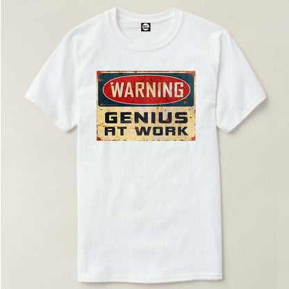 Nutcase Designer Round Neck Men's T-Shirt Wrinkle-Free Poly Cotton Tees - Warning Genius at Work Nutcase