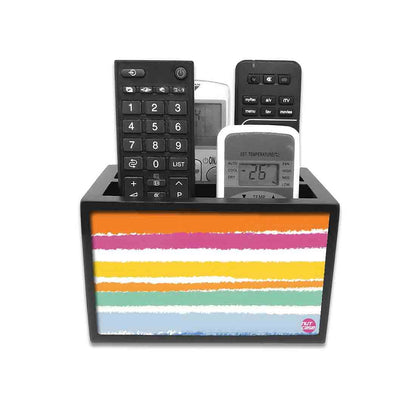 Remote Control Stand Holder Organizer For TV / AC Remotes -  Colorful Horizontal Lines Nutcase