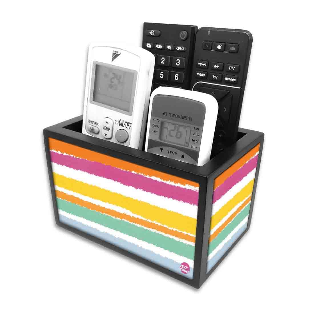 Remote Control Stand Holder Organizer For TV / AC Remotes -  Colorful Horizontal Lines Nutcase