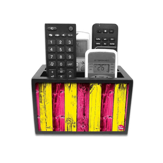 Remote Control Stand Holder Organizer For TV / AC Remotes -  Yellow And Pink Lines Nutcase