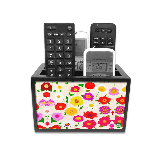Remote Control Stand Holder Organizer For TV / AC Remotes -  Baby Flowers Red Nutcase