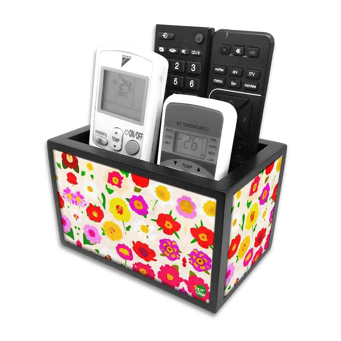 Remote Control Stand Holder Organizer For TV / AC Remotes -  Baby Flowers Red Nutcase