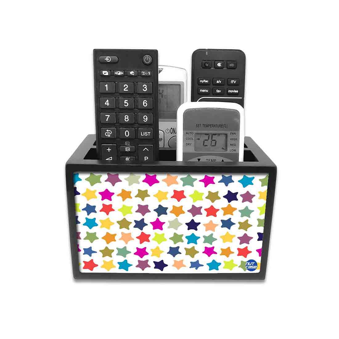 Remote Control Stand Holder Organizer For TV / AC Remotes -  Colorful Stars Nutcase