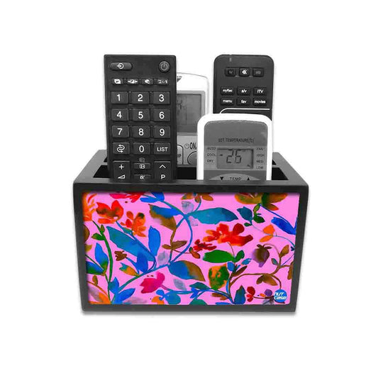 Remote Control Stand Holder Organizer For TV / AC Remotes -  Pink Floral Nutcase