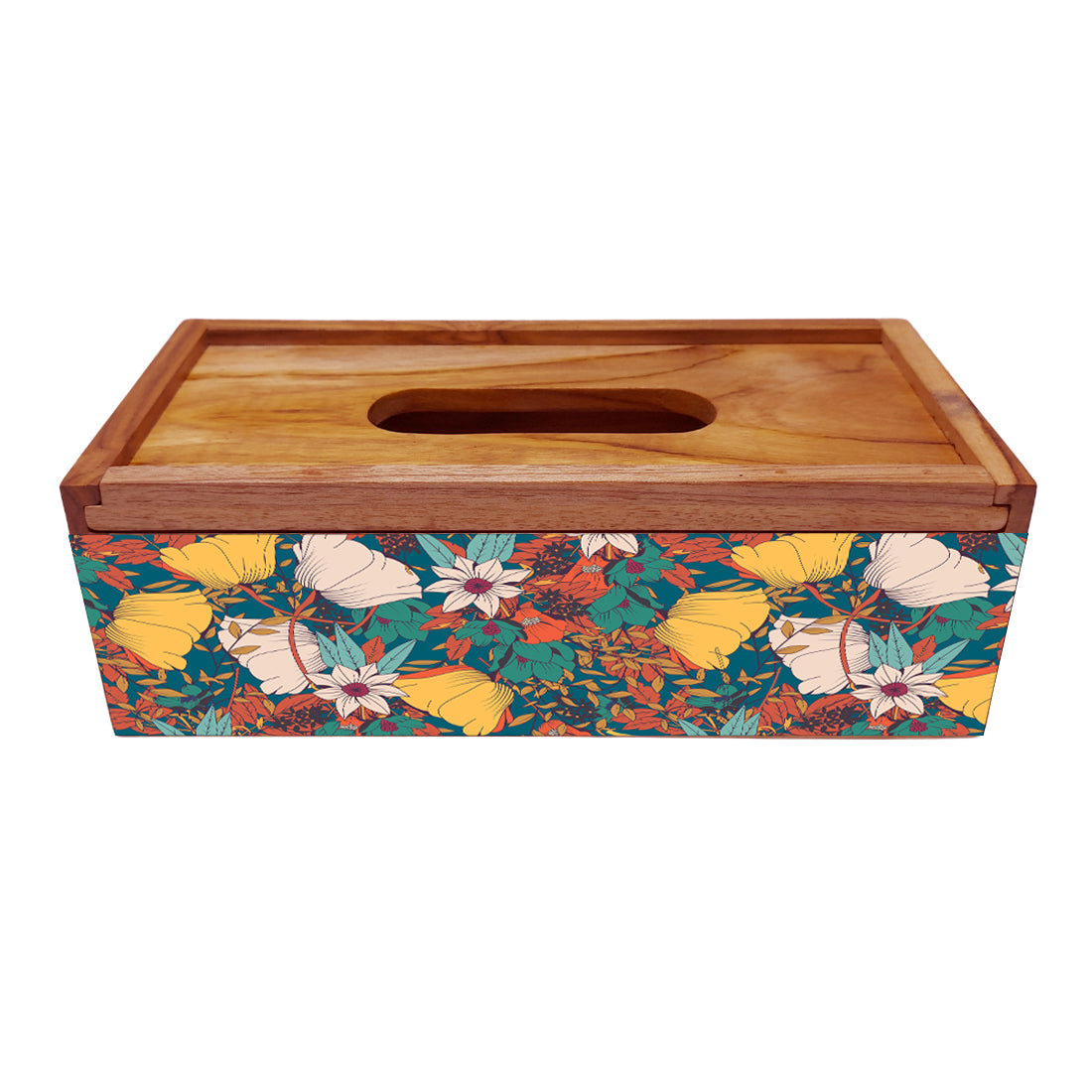 Floral Designer Wooden Tissue Holder for Dining Table - Elegance