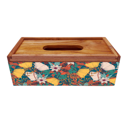 Floral Designer Wooden Tissue Holder for Dining Table - Elegance