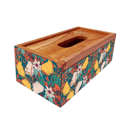 Floral Designer Wooden Tissue Holder for Dining Table - Elegance