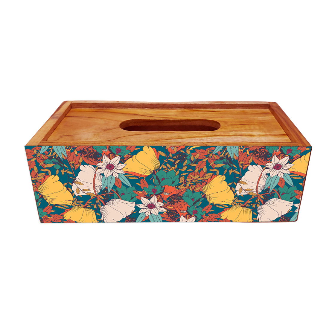 Floral Designer Wooden Tissue Holder for Dining Table - Elegance