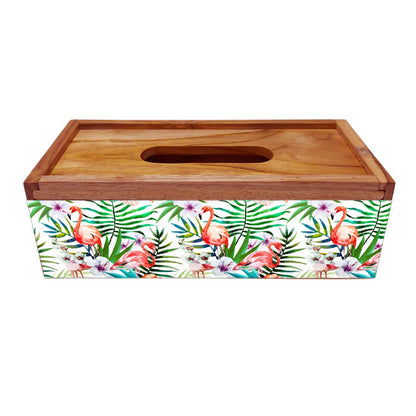 Wooden Rectangular Tissue Holder for Bathroom - Floral