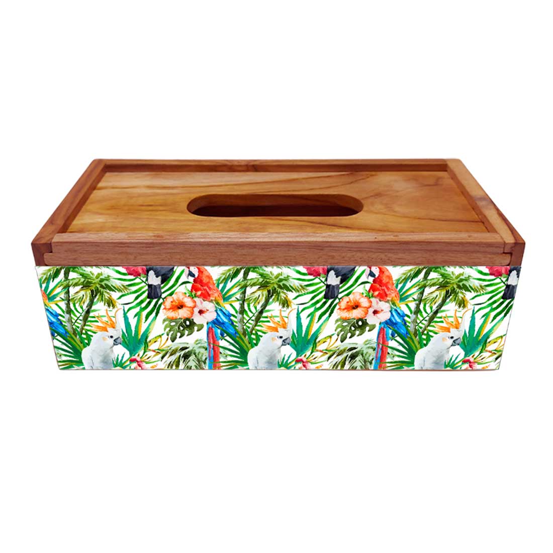 Designer Wooden Tissue Box for Car Office - Leaves