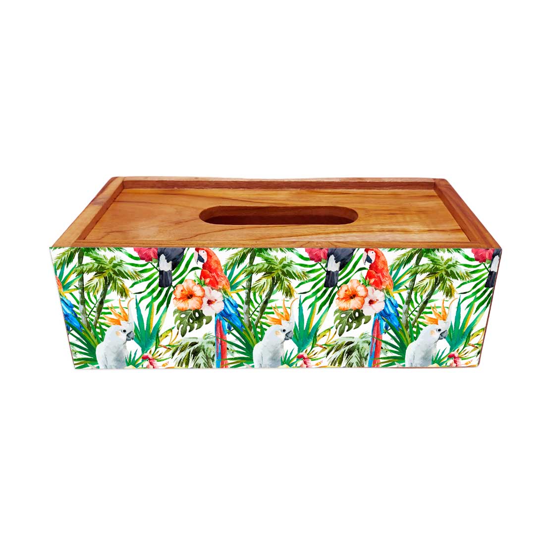 Designer Wooden Tissue Box for Car Office - Leaves