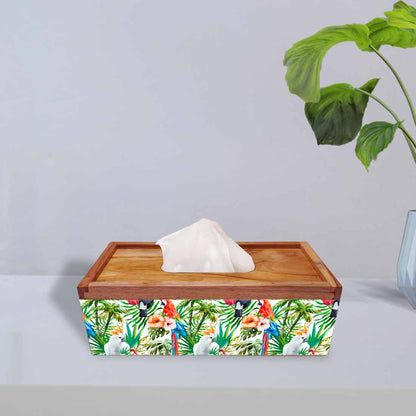 Designer Wooden Tissue Box for Car Office - Leaves