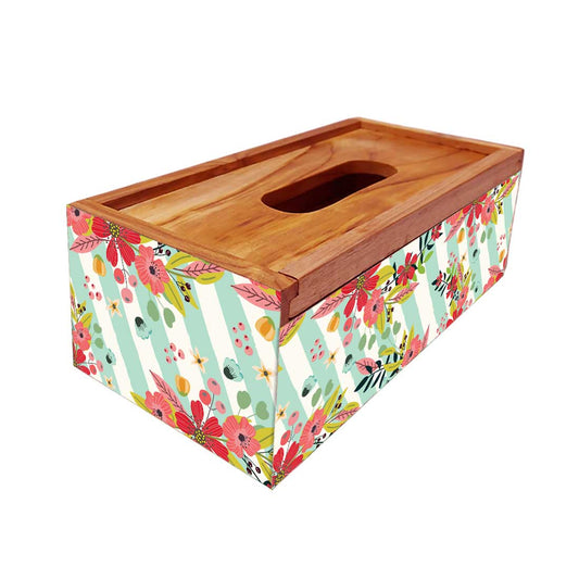 Wooden Decorative Tissue Box Covers for Home Office Car - Stripe