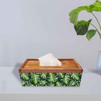 Designer Wooden Tissue Holder for Dining Table - Monstera