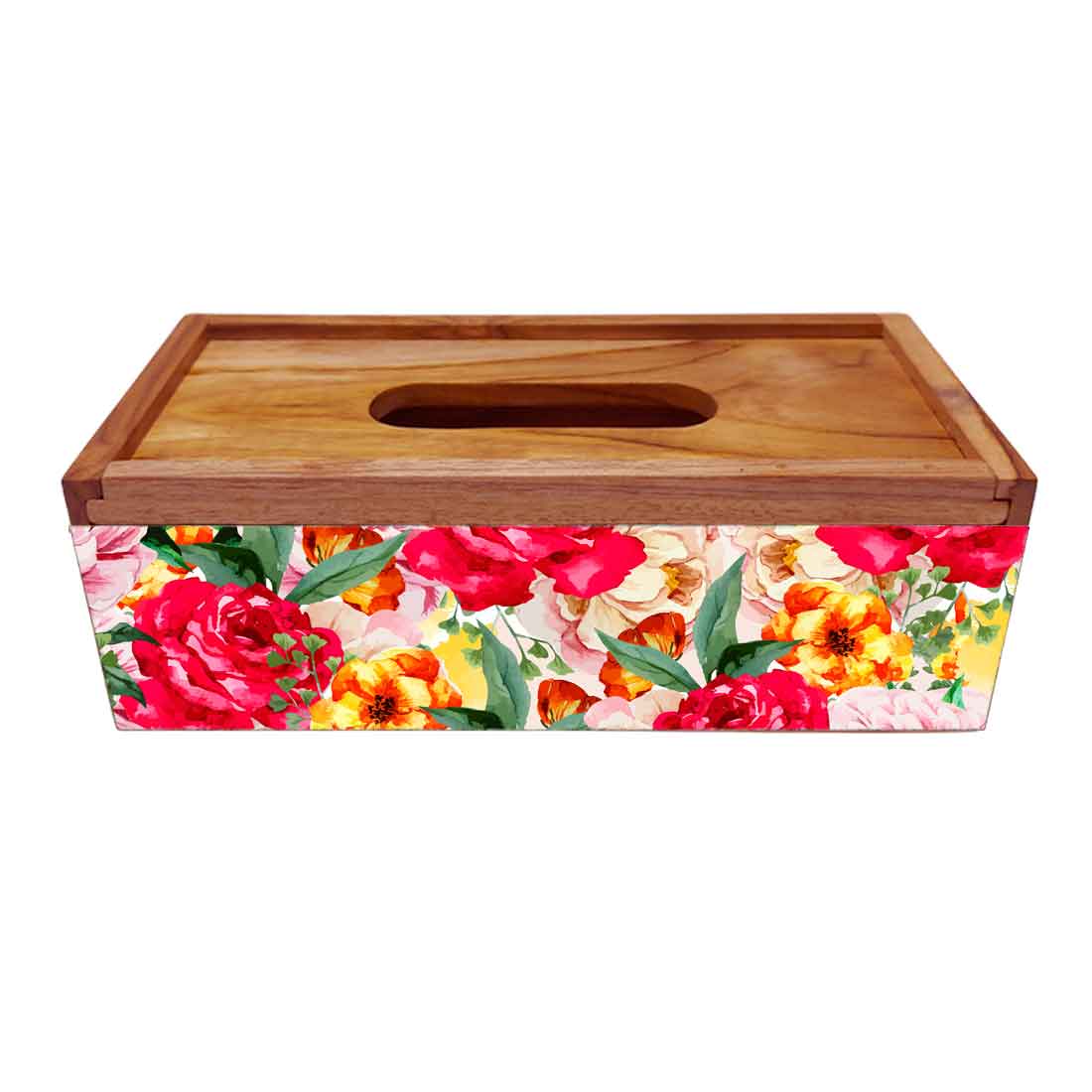 Decorative Wooden Tissue Box Holder for Home Office - Rose