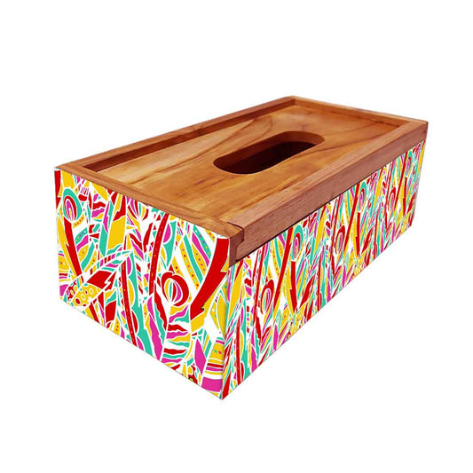 Wooden Tissue Box Holder for Office Home Use - Multicolor