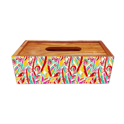 Wooden Tissue Box Holder for Office Home Use - Multicolor