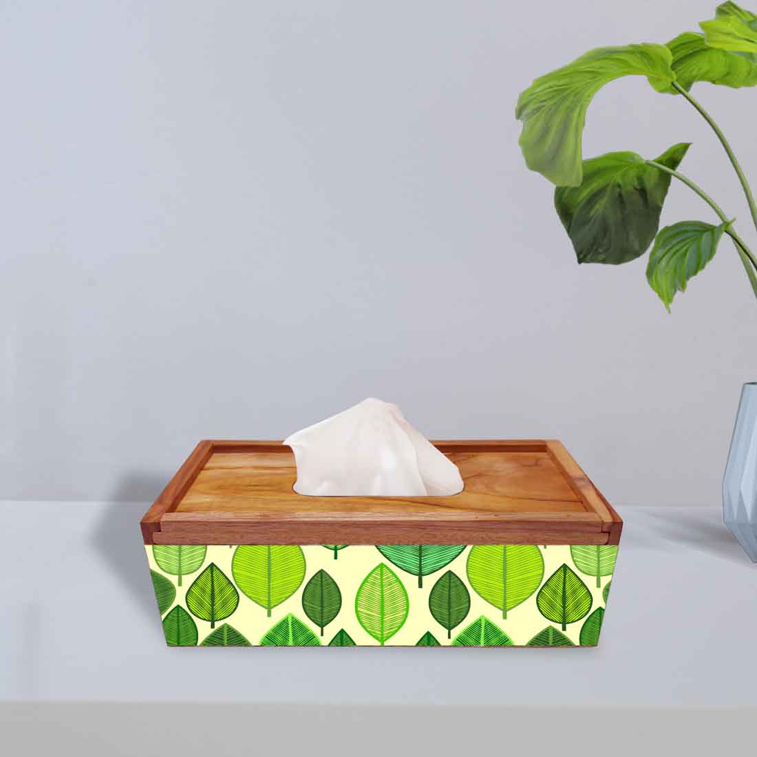 Decorative Tissue Paper Holder Wooden for Bathroom - Leaf