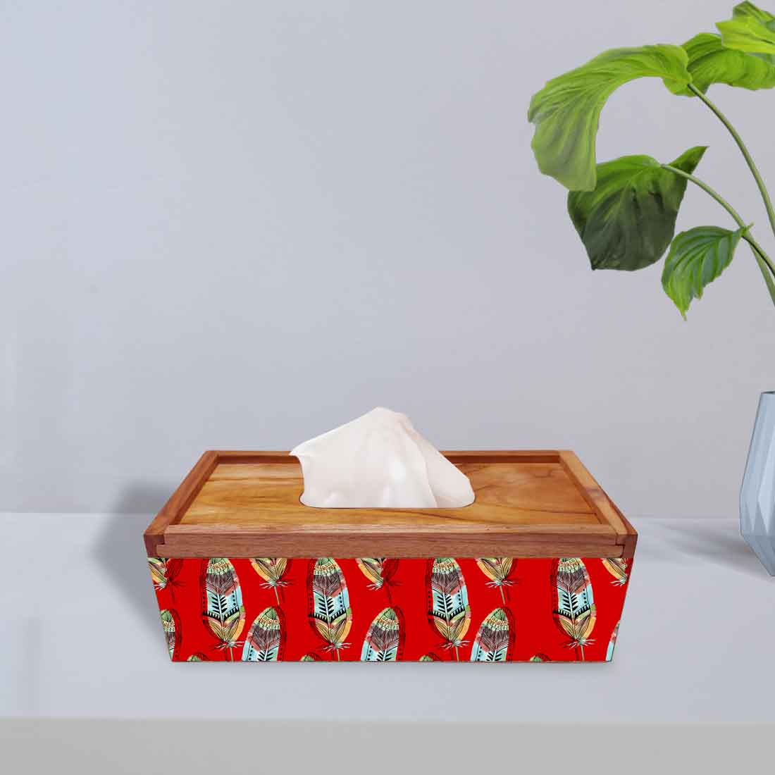 Wooden Tissue Dispenser Stand for Office Home - Feather
