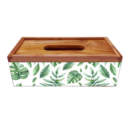 Wooden Rectangular Tissue Holder for Bathroom - Flower