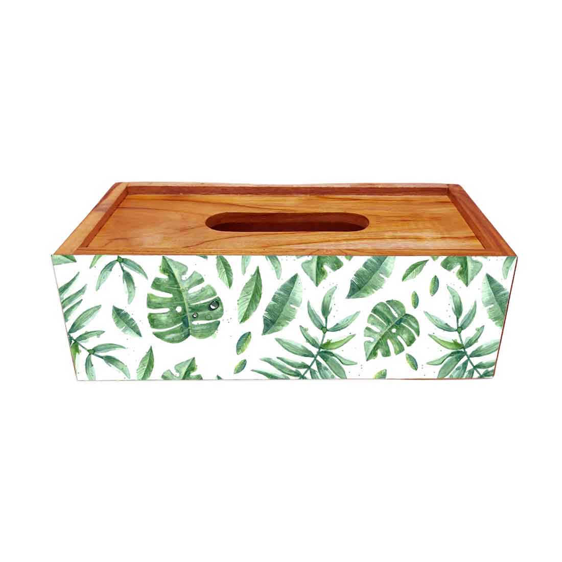 Wooden Rectangular Tissue Holder for Bathroom - Flower