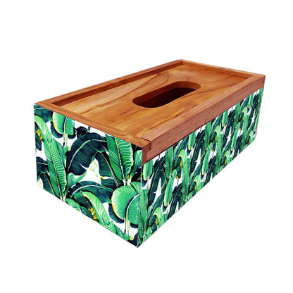 Wooden Rectangular Tissue Holder for Dining Table Kitchen - Banana Leaf