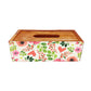 Wooden Rectangular Tissue Box Cover for Home Kitchen - Flowers
