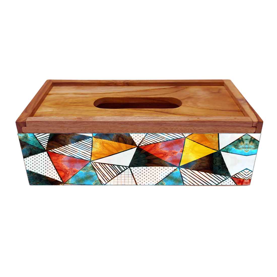 Wooden Tissue Dispenser Holder Box for Office Home - Triangle