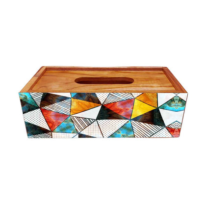 Wooden Tissue Dispenser Holder Box for Office Home - Triangle