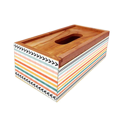 Rectangular Wooden Tissue Paper Holder for Table Kitchen