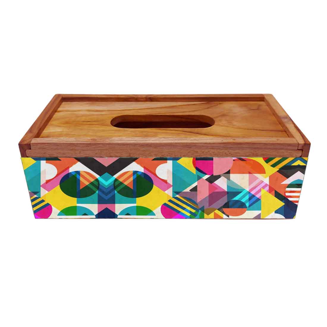 Wooden Tissue Cover Box for Home Office Car - Multicolor