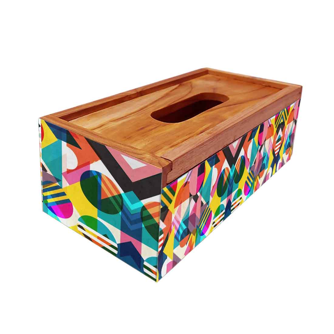 Wooden Tissue Cover Box for Home Office Car - Multicolor